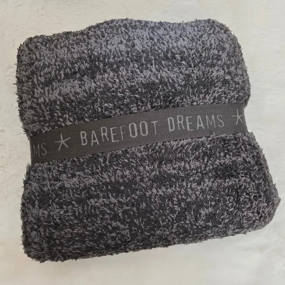 Barefoot Dreams CozyChic Pom Pom Beanie & Oversized Scarf Set Expresso Cocoa NWT